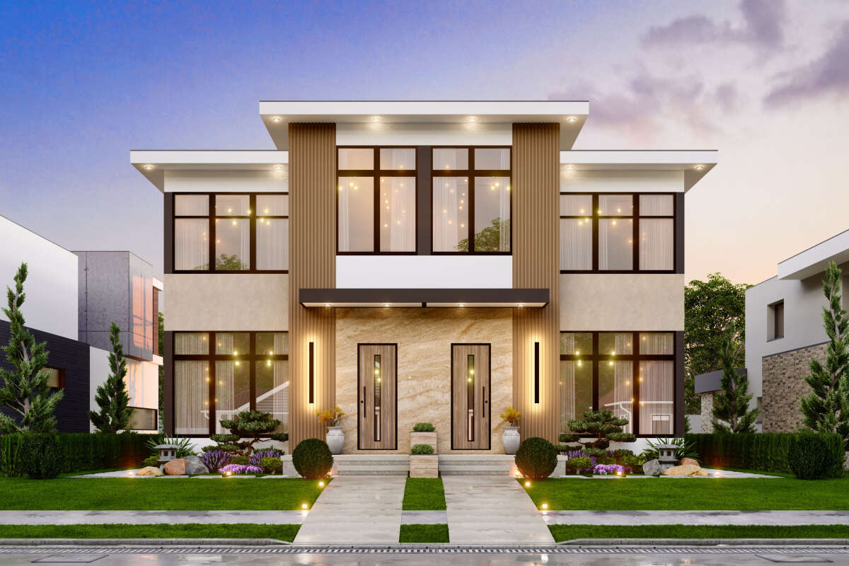 Modern modular duplex exterior